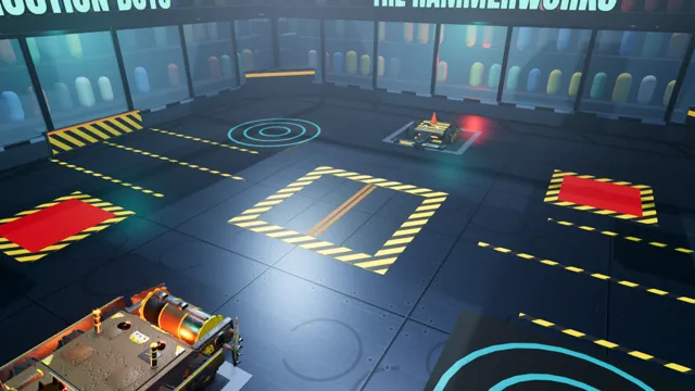 Destruction Bots: hazard pads and flame traps in The Hammerworks arena