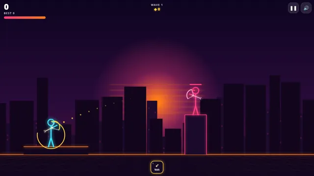 Voltbow: archer drawing a glowing bow with the aim arc shown